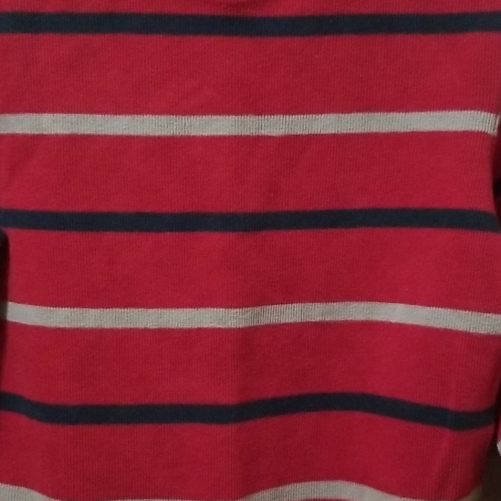 GAP KIDS RED GRAY BLUE STRIPED COTTON SWEATER M - Picture 4 of 4